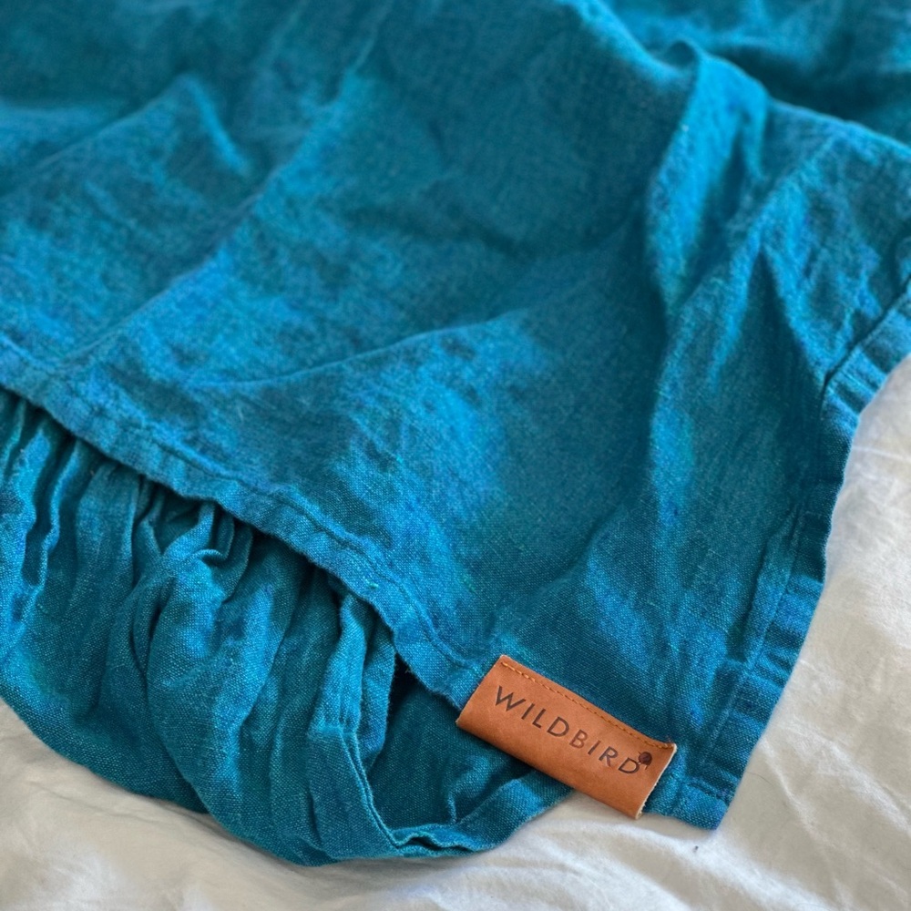 WildBird Linen Ring Sling - Peacock with rose gold ring